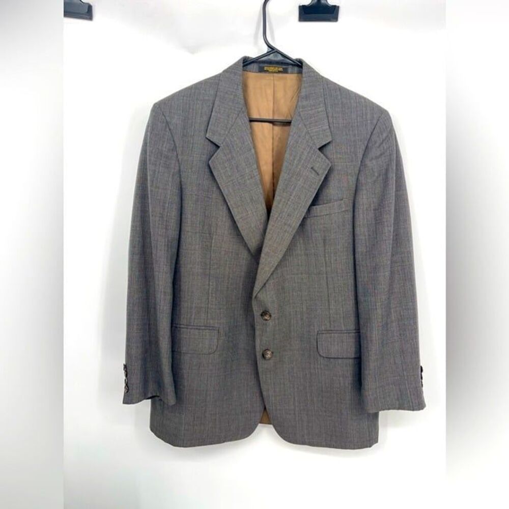 Evan-Picone Classic Grey Wool Blend Blazer Two-Button Suit Jacket 44R K-08‎